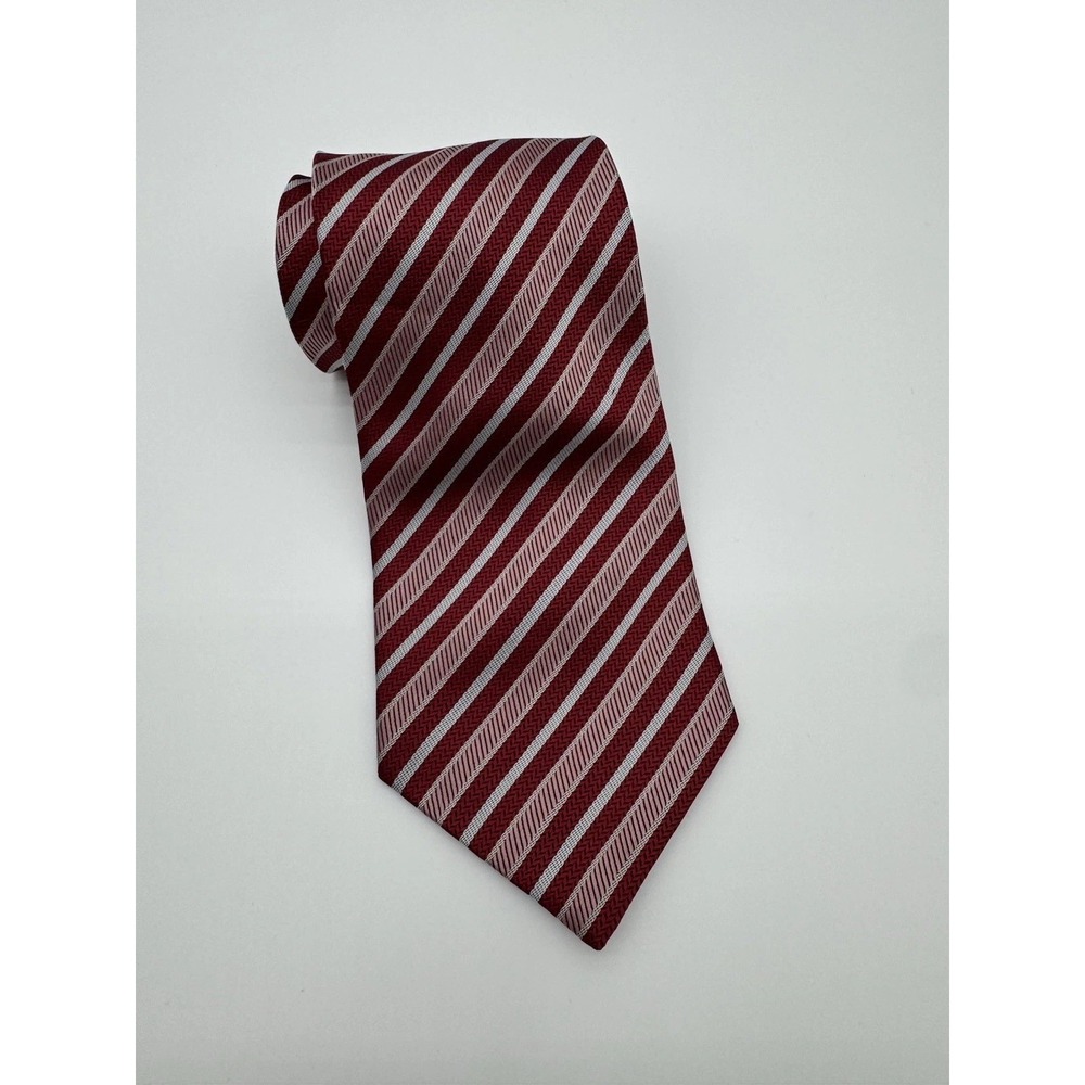 Mizrahi Men's Red Pink‎ Striped Neck Tie Classic Diagonal Stripe Business